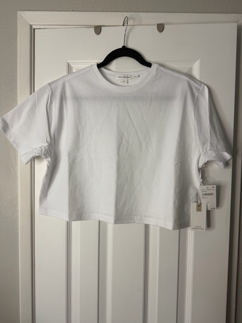 NWT Good American Oversized Cropped Crewneck Tee